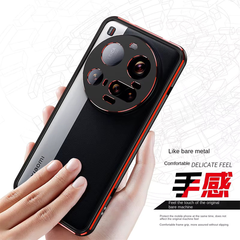 Xiaomi 15 Ultra Bumper Hard Cover mit Kamera Objektiv Schutz aus Aluminium Rahmen in Schwarz oder Rot - Bild 4