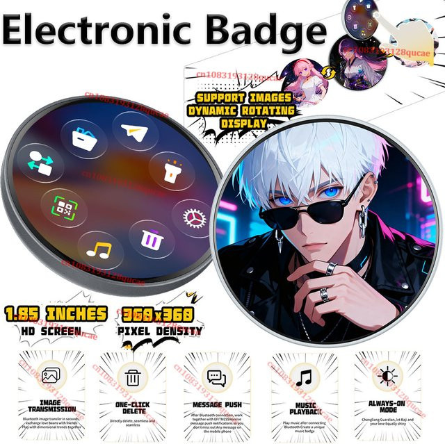 Ola Esporte Anime E-Badge Display Pin mit dynamischem elektronischem Display in Silber und Multicolour - Bild 1