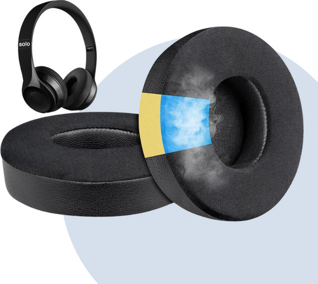 Kühlgel-Ersatz-Ohrpolster für Beats Solo 2 und Solo 3 Wireless Kopfhörer in Schwarz mit zusätzlicher Dicke - Bild 1
