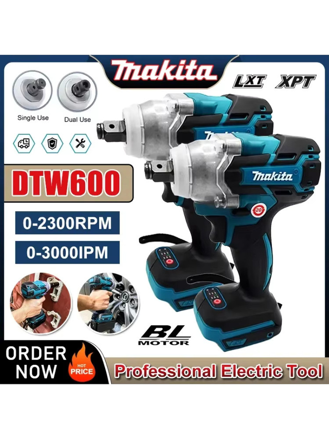 Makita DTW600 18V Akku-Schraubenschlüssel mit 1/2 Zoll Antrieb und bürstenlosem Motor 3100 IPM - Bild 5