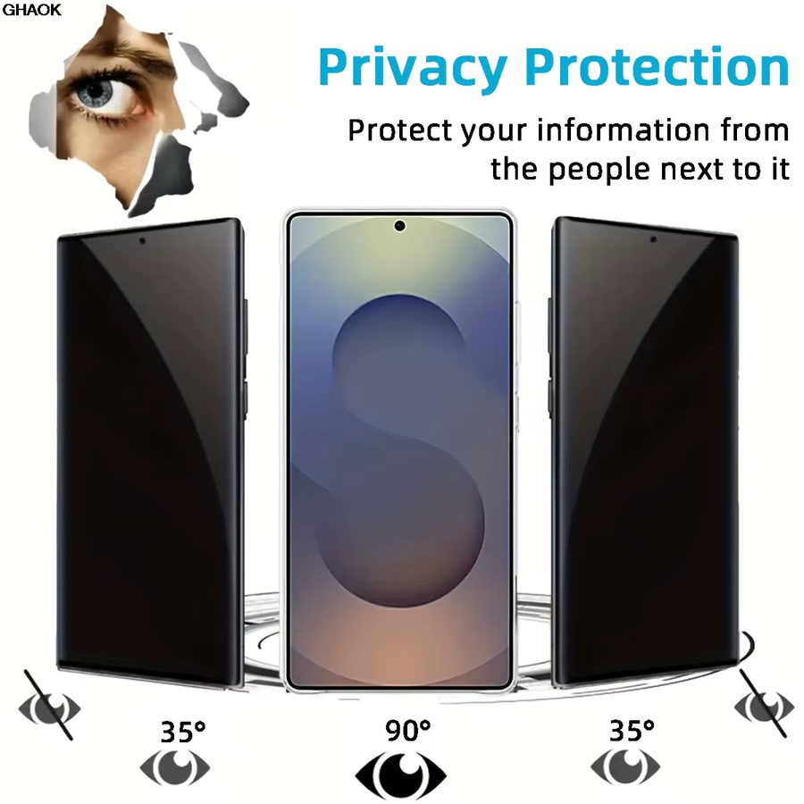 2 Stück Sichtschutzfolie aus gehärtetem Glas für Samsung Galaxy S26 S25 S24 Plus S25 Ultra S25 Edge mit Fingerabdruck-Entsperrung, transparent - Bild 3