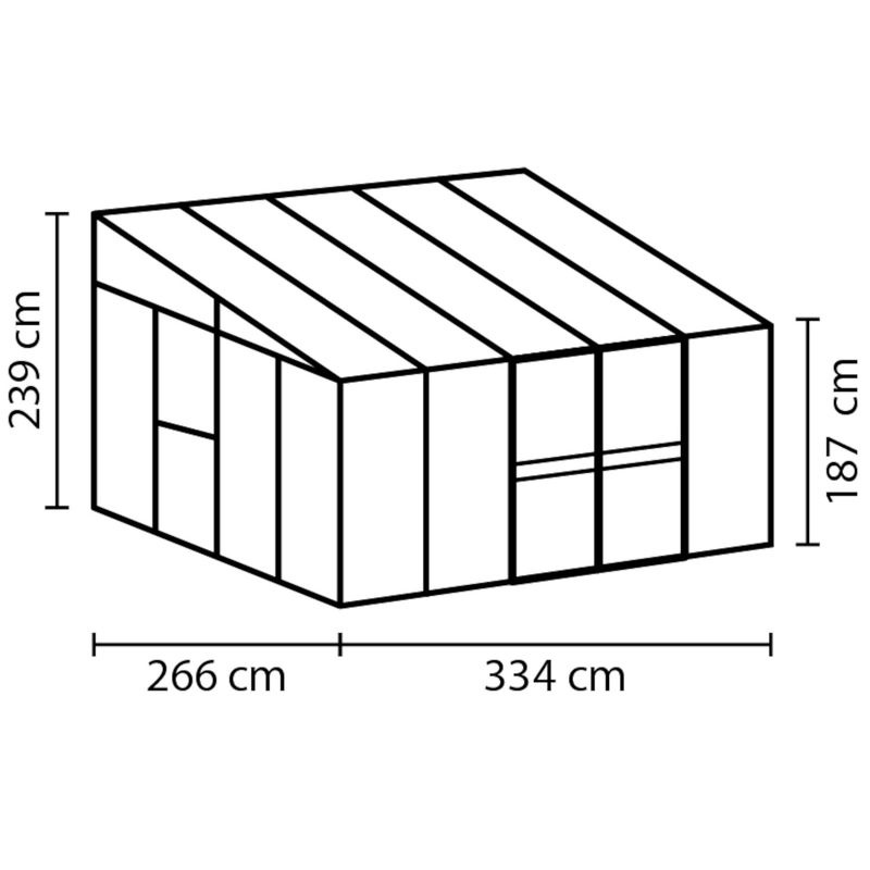 Vitavia Anlehn-Gewächshaus Athena 8600 aus Aluminium in Silber mit 8,6 m² Fläche und Hohlkammerplatten - Bild 3