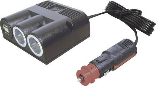 ProCar Zigarettenanzünder-Verteiler Schwarz mit 2 USB-C Schnittstellen und max. 16A Belastbarkeit - Bild 1