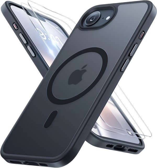 Miracase Schutzhülle für iPhone 17e und iPhone 16e mit MagSafe und Displayschutz, Stoßfest, Schwarz, 6,1 Zoll - Bild 1