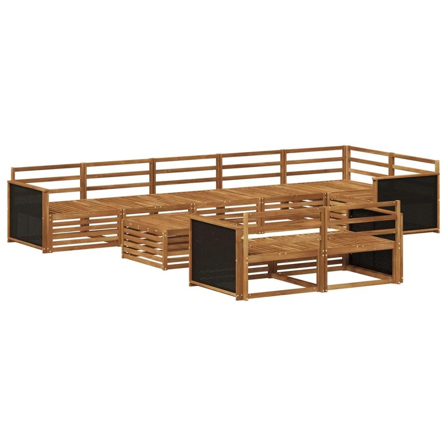 vidaXL Outdoor-Sofagarnitur aus Akazienholz, 9-teiliges Set, modern, braun, lackiert - Bild 2