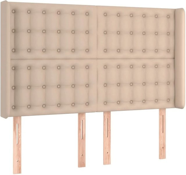 vidaXL LED Kopfteil in Cappuccino-Braun mit USB-Ladeport und integrierter Beleuchtung aus Kunstleder, B: 147 cm, T: 16 cm, H: 118 cm bis 128 cm - Bild 1