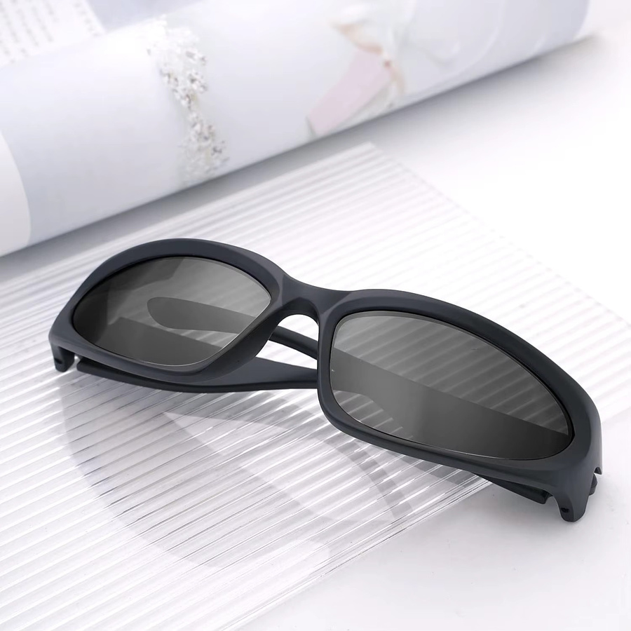 GOT-TOG Wrap Around Sonnenbrille, Metall, Vollrand, Unisex, silver black - Bild 4