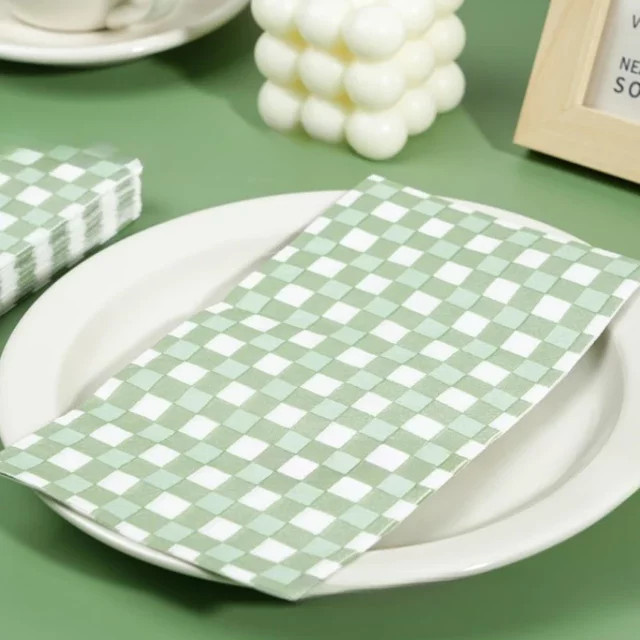 GUANYAO Seidenpapier Grün Kariert für Hochzeit und Party, 20 Stück, B: 33 cm, H: 40 cm - Bild 1
