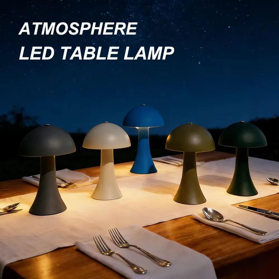 GGbingo Wiederaufladbare LED-Tischlampe in Retro-Pilzform mit Touch-Sensor, Nachttischlampe für Schlafzimmer und Dekoration, Weiß oder Schwarz - Bild 3