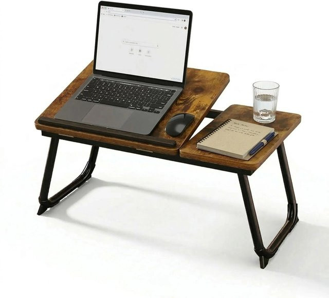 Relaxdays Laptoptisch klappbar und höhenverstellbar in Schwarz aus Stahl und MDF mit neigbarer Platte, B/T/H: 56 x 33 x 23,5 cm - Bild 1