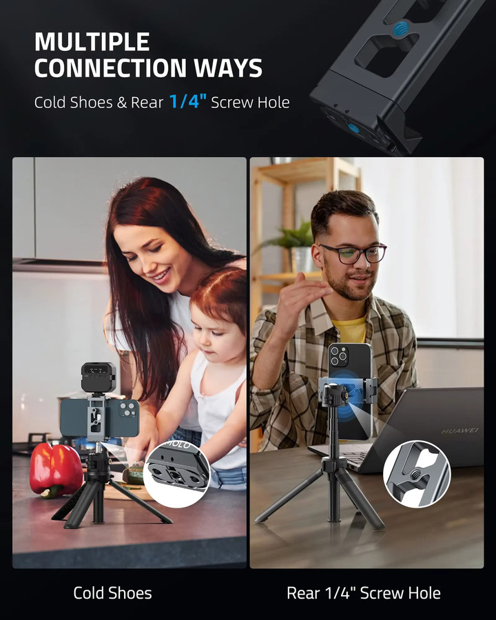 Comica Telefon-Clip-Halterung aus Metall mit Arca-Anschluss und Action-Kamera-Adapter für GoPro, iPhone und Samsung - Bild 4