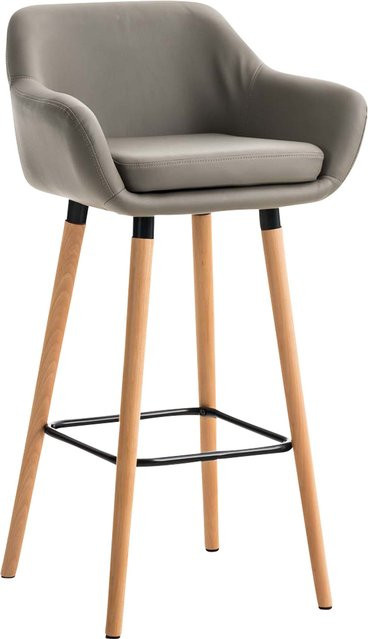 TPFLiving Barhocker Grande mit Holzgestell und Kunstleder in Taupe - Bild 1