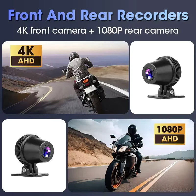 JMCQ Tragbares Motorrad CarPlay DVR mit 7 Zoll Display, 4K + 1080P Auflösung, GPS Navigation und IPX7 Wasserdichtigkeit, Schwarz, Unterstützt Drahtloses CarPlay und Android Auto - Bild 5
