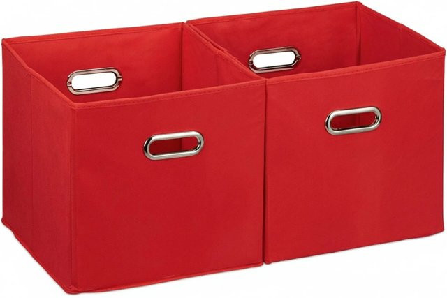 Relaxdays Aufbewahrungsbox aus Stoff in Rot, 2er Set, faltbar, B/T/H: 30 x 30 x 30 cm - Bild 1