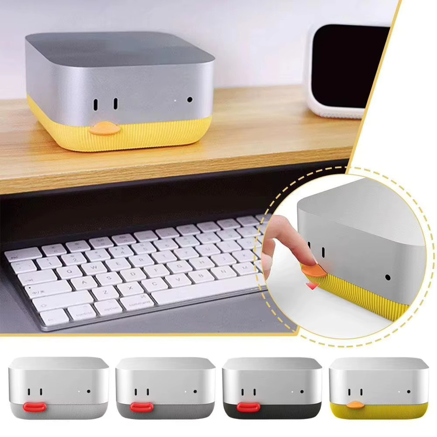Apple Mac mini M4 Basis-Halterung mit Power-Button auf der Vorderseite in Grau und Multicolour aus 3D-Druck - Bild 2