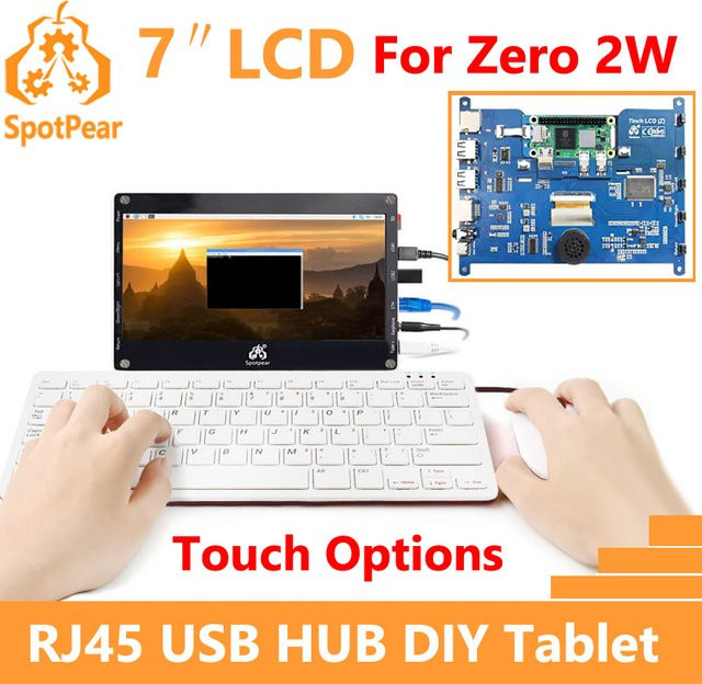 Raspberry Pi Zero 2W DIY Tablet Display mit 7 Zoll LCD Touchscreen und USB HUB in Schwarz - Bild 1