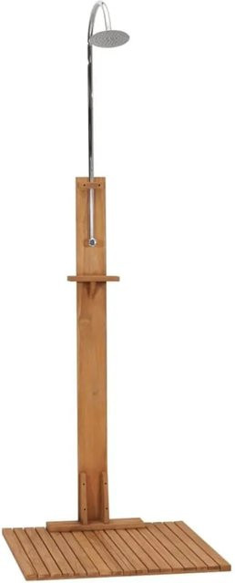 vidaXL Gartendusche aus Teak-Hartholz und Edelstahl, Braun, B/T/H: 75 x 75 x 210 cm - Bild 1