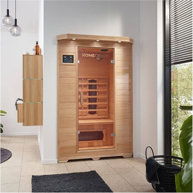 HOME DELUXE Infrarotkabine REDSUN M für 2 Personen aus Tannenholz in Beige, B: 120 cm, T: 105 cm, H: 190 cm - Bild 1