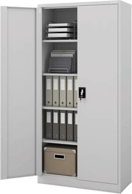 JAN NOWAK Aktenschrank aus Metall mit Flügeltüren und Schloss, Grau, H x B x T: 185 x 90 x 40 cm - Bild 1