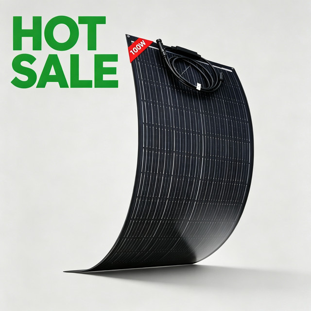 JINGYANGPV 100W ETFE Flexibles Solarpanel, Hocheffizientes 18V Monokristallines PV-Modul in Schwarz, Biegbares Solarladegerät für Wohnmobile, Boote und Camping - Bild 1
