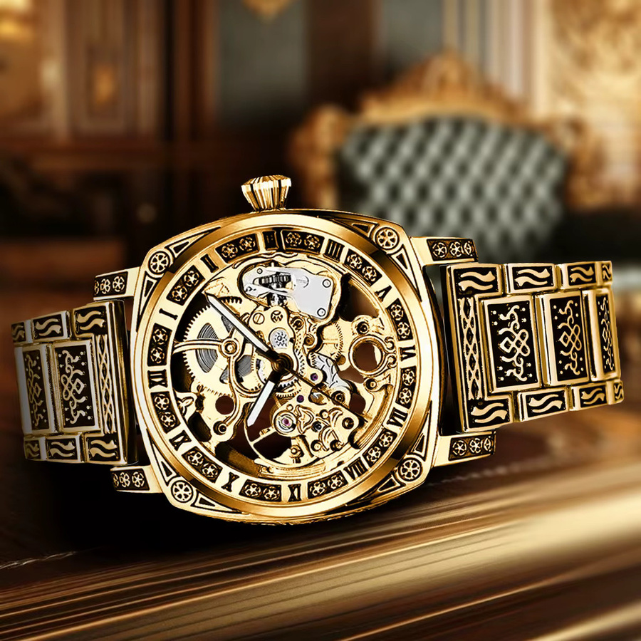 CAROTIF Armbanduhr Automatik, Edelstahl, Gold, Herren - Bild 4