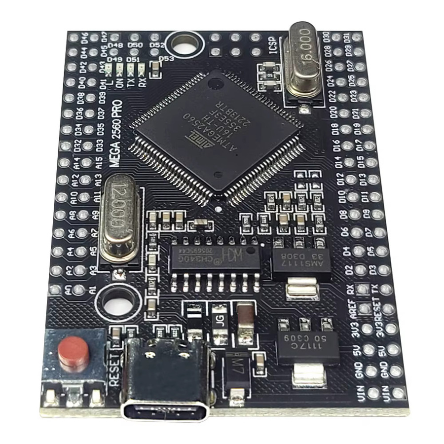 Mega2560 Pro Entwicklungsboard ATmega2560 16AU mit USB CH340G Type-C, Schwarz, B: 38 mm, T: 55 mm - Bild 4