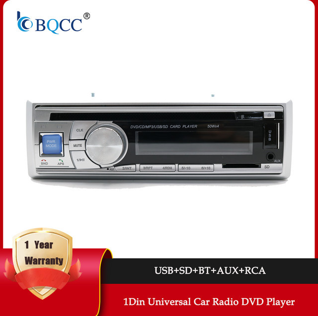 BQCC 1DIN Universal Autoradio mit DVD Player, Bluetooth, USB, SD, AUX und RCA in Silber - Bild 1