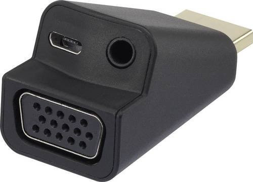 Renkforce RF-4149768 HDMI auf VGA Adapter mit 3,5 mm Klinkenbuchse in Schwarz - Bild 1
