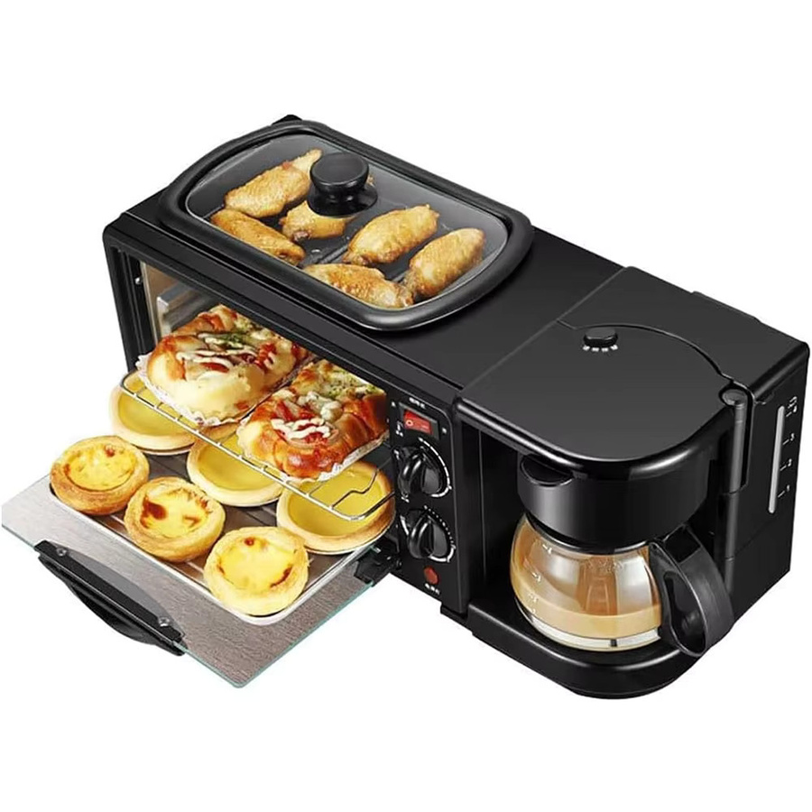 HGTUGO 3-in-1 Frühstücksmaschine in Schwarz mit Isolierbehälter, Kaffeemaschine und Backgerät für Kuchen, Steak oder Wurst - Bild 2