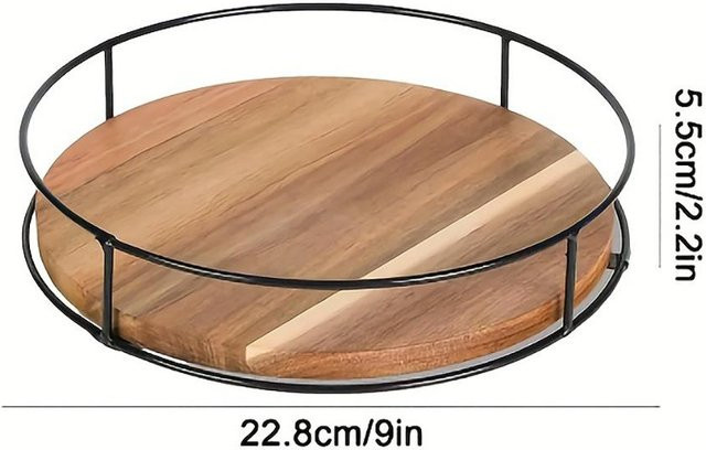 Yiran Furniture Multifunktionaler 360 Grad Drehteller Organizer aus Holz in Beige - Bild 1