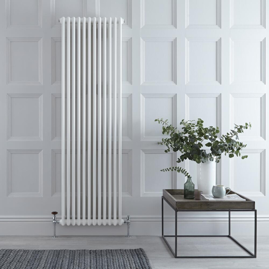 Hudson Reed Retro Rippenheizkörper aus Stahl in Weiß, 3-lagiges Industriedesign, H x B x T: 180 x 56,3 x 10 cm - Bild 1