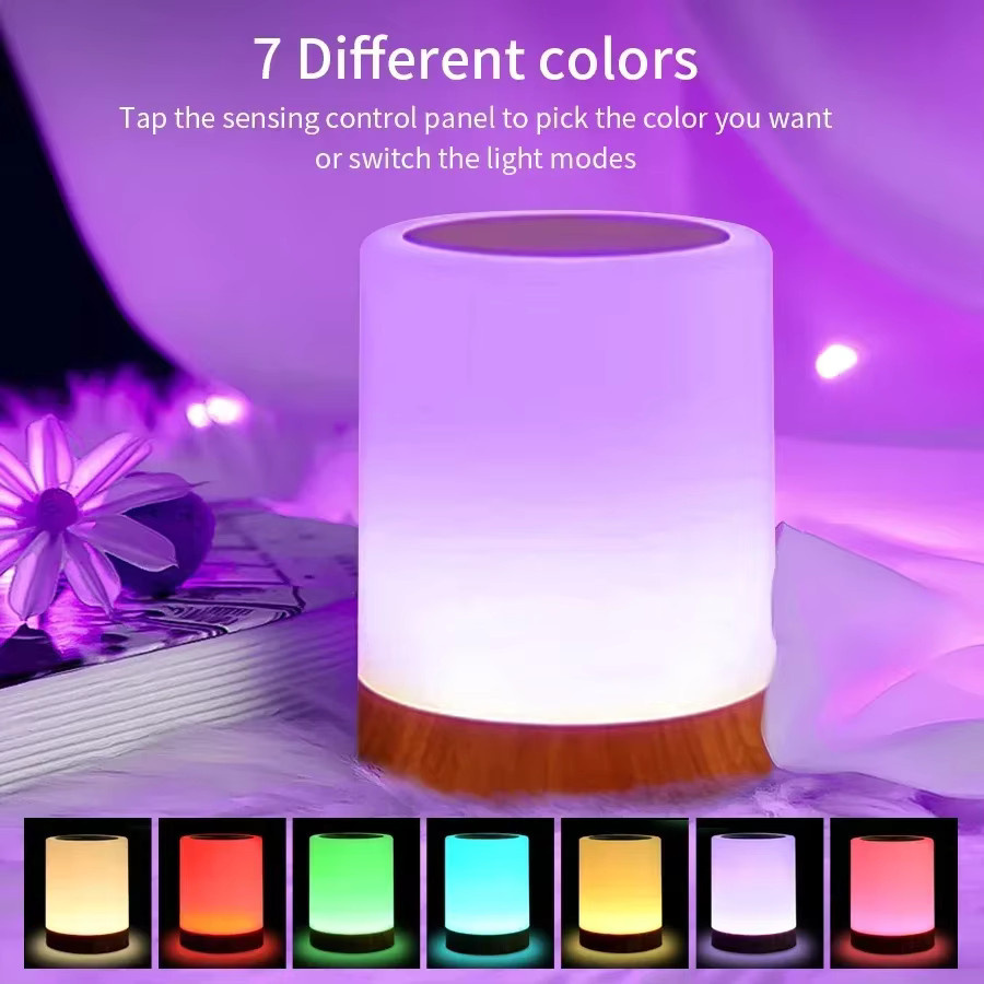 ATcomm RGB Touch Nachttischlampe mit USB-Akku, wiederaufladbares Multicolour Nachtlicht für Schlafzimmer und Kinderzimmer, Weiß - Bild 2