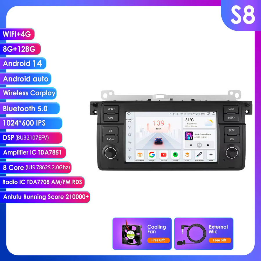 Hizpo Wireless CarPlay und Android Auto Autoradio für BMW E46 mit 7 Zoll IPS Touchscreen Multimedia System in Schwarz - Bild 6