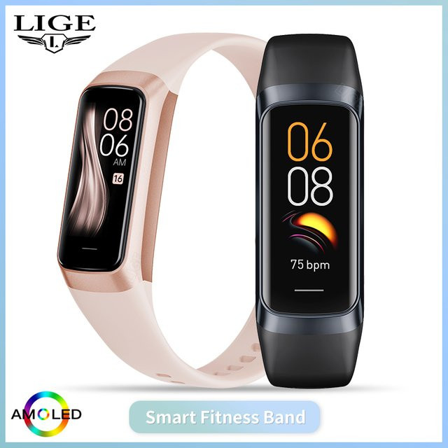 LIGE Smartwatch mit AMOLED-Display als Fitness-Armband für Damen und Herren in Schwarz mit SpO2-Messung und Wasserfestigkeit für iOS und Android - Bild 1