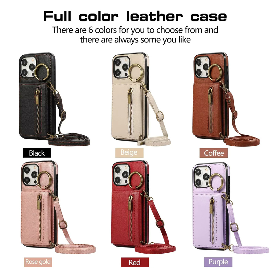 OLPAY Crossbody Brieftasche aus Leder mit Kartenhalter und Reißverschluss für iPhone in Gold - Bild 5