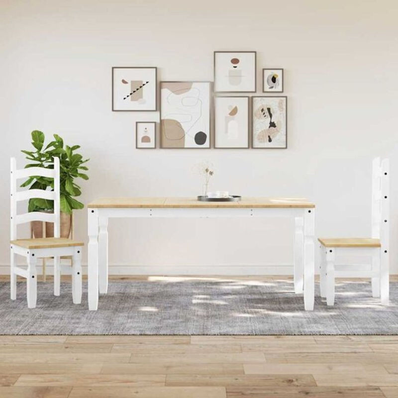 3-teilige Essgruppe Panama von vidaxl aus weißem Massivholz Kiefer im Landhausstil - Bild 1