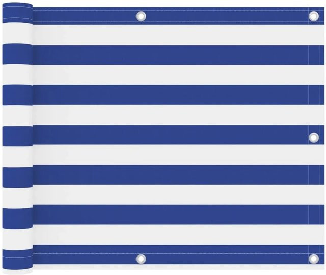 vidaXL Balkon-Sichtschutz aus Oxford-Gewebe Weiß-Blau, Breite: 75 cm, Länge: 500 cm - Bild 1