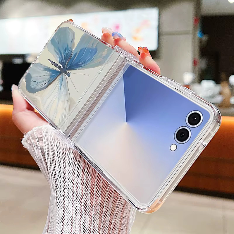 Transparente Handyhülle mit Schmetterlingsmuster für Samsung Galaxy Z Flip 7, 6, 5, 4, 3 5G aus hartem PC - Bild 2
