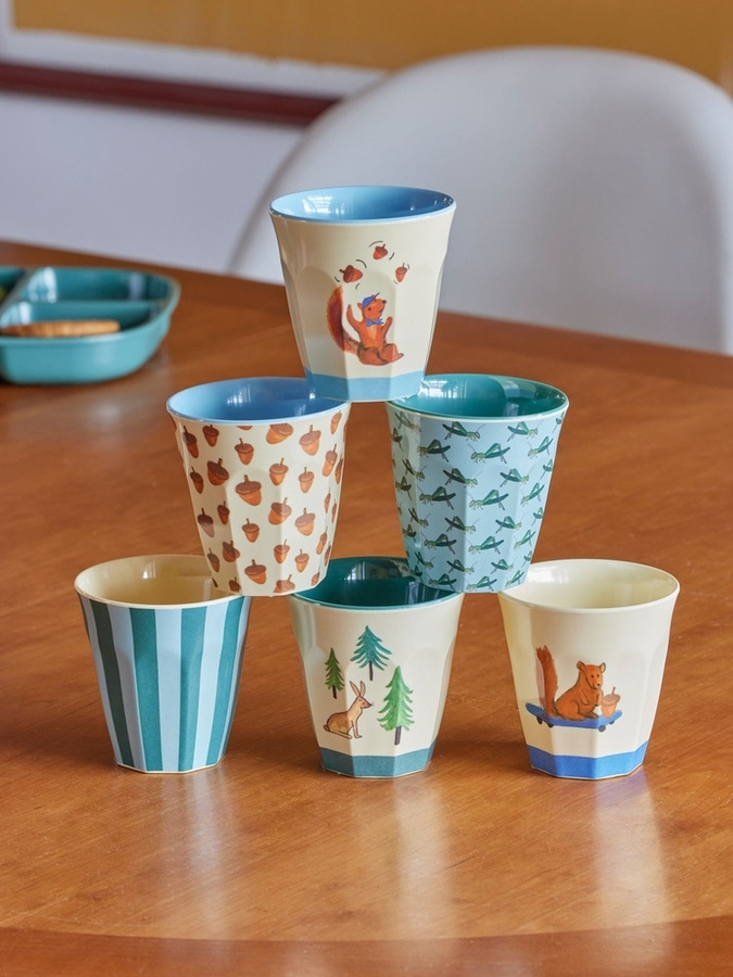 Rice Melamin Becher Happy Forest Blue 6er Pack - Bild 2