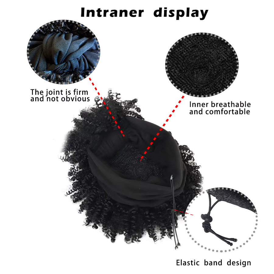 Manetique Afro Locken Stirnband-Perücke mit Pony, kurz, synthetisch - Bild 4