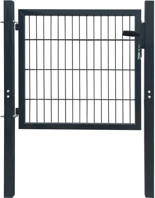 vidaXL 2D Gartentor Einzeltor aus Stahl Anthrazitgrau B: 106 cm, H: 130 cm - Bild 1