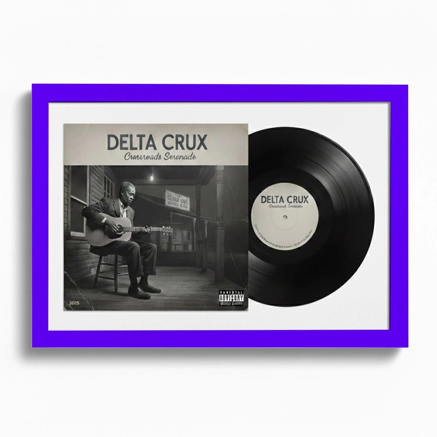 K-Möbel Schallplatten Rahmen Lila mit weißem Passepartout für Vinyl und Cover, B: 40 cm, H: 60 cm - Bild 2