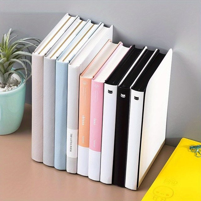 2er-Set L-förmige Bücherregal-Stopps aus Kunststoff in Weiß zur Büroorganisation - Bild 1