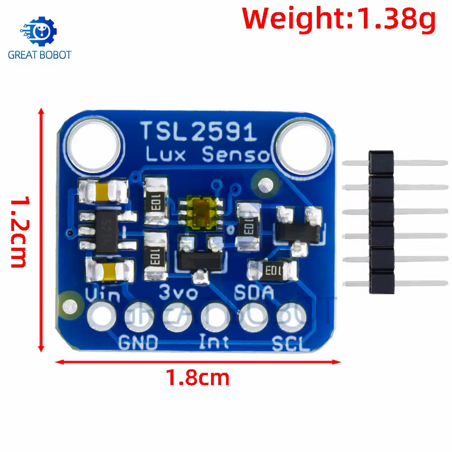 TSL2591 IIC I2C Lichtsensor Breakout Modul mit hoher Dynamik, Digitaler Lichtsensor TSL25911FN für 3,3 V und 5 V, Blau - Bild 2