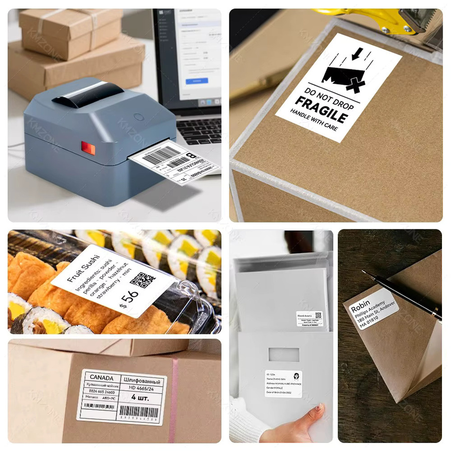 KMZONE Thermo-Etikettenaufkleber für Frachtbriefdrucker, 1D 2D Barcode und QR-Code, Breite: 25 mm bis 100 mm - Bild 6