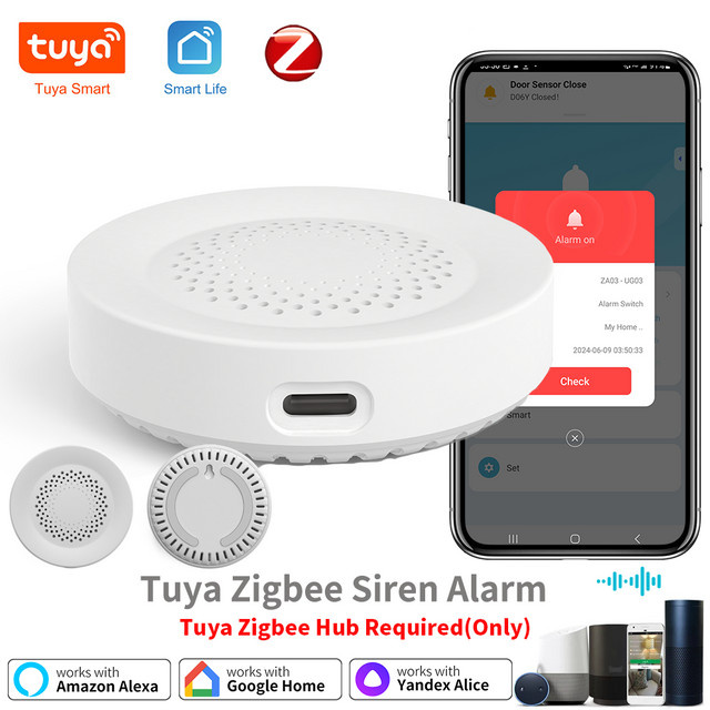 Tuya Zigbee Kabelloser Intelligenter Sirenen-Alarmsensor mit 100dB Einbruchalarm in Schwarz oder Weiß, kompatibel mit Smart Life, Alexa und Google Home - Bild 1