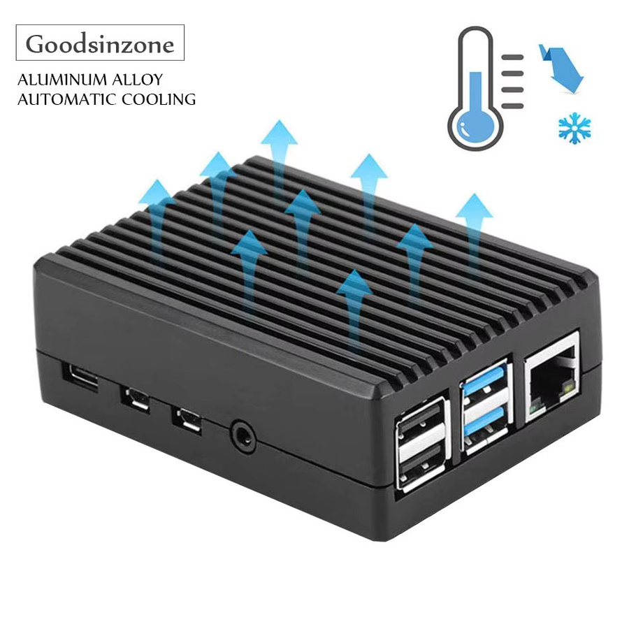 Goodsinzone Passives Kühlpanzergehäuse aus Aluminiumlegierung für Raspberry Pi 4 Modell B in Schwarz - Bild 1