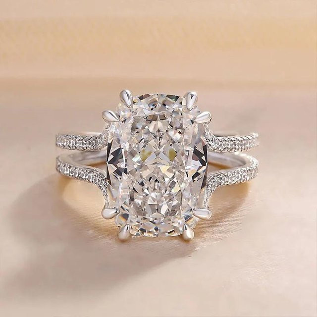 Huitan Ringe, ovale Zirkonia, Messing, Silber, Damen - Bild 1