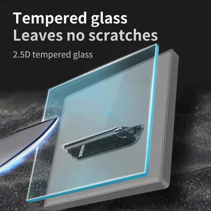 Weißes Wand-Schalterpanel aus gehärtetem Glas mit LED, Retro-Kippschalter und USB-Steckdose in EU- und UK-Standard - Bild 2