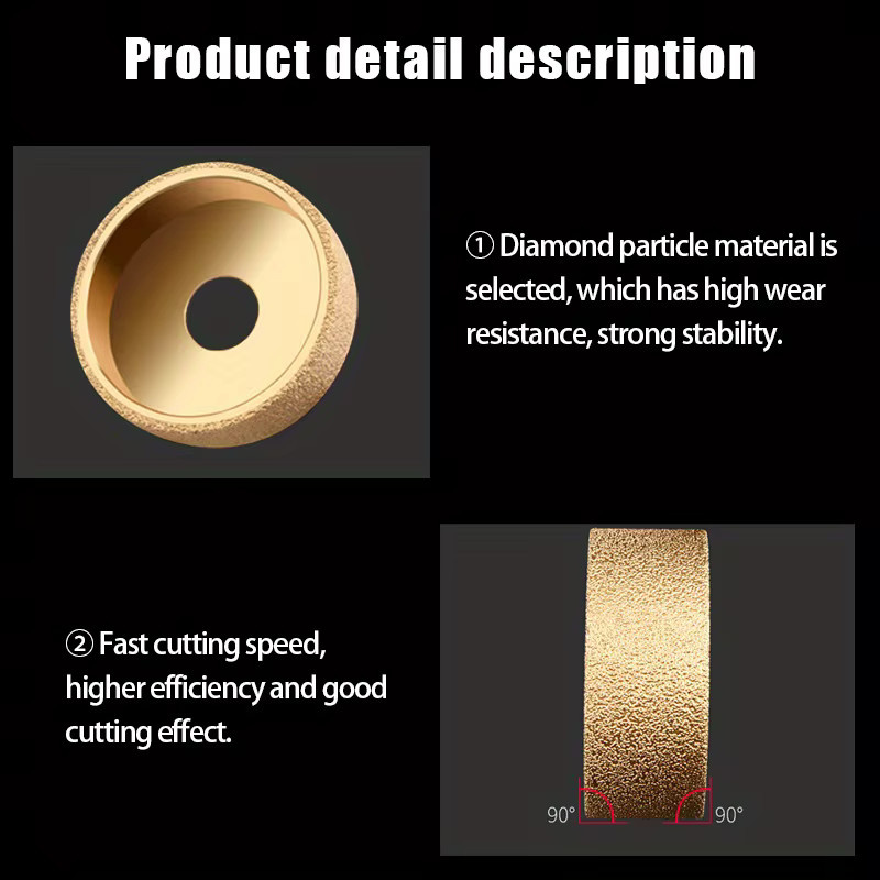 Parallelprofil-Formrad mit 20 mm Dorn und vakuumgelöteten Diamantkanten für Fliesen, Quarzstein, Marmor, Granit und Stein in Gold - Bild 3